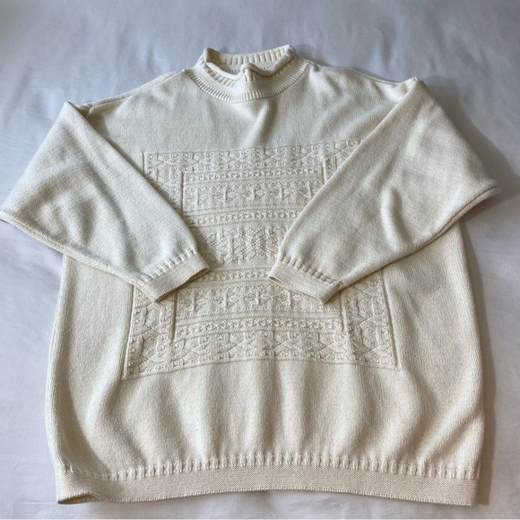 Vintage Renee Hauer Knit Sweater 100% cotton Made in USA Subtle Embossed Designs - Picture 5 of 11